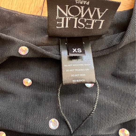 NWT Leslie Amon Ruched Crystal Mesh Midi Dress / Coverup - Picture 7 of 8